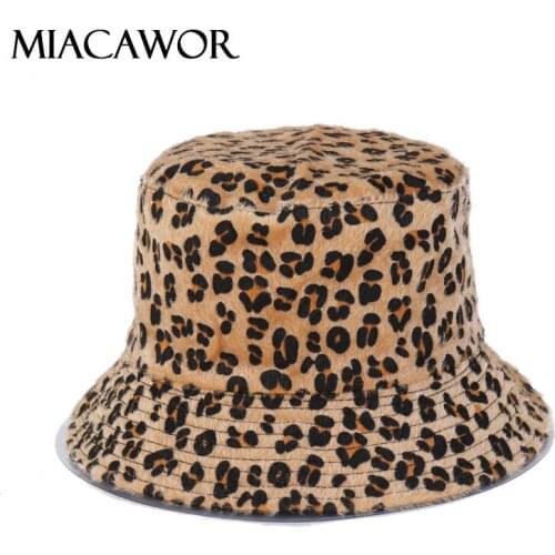 MIACAWOR New Spring Sun Hats Women Bucket Hats Leopard Print Men Double Side Panama Outdoor Fisherman Hat Visor Basin Cap M29