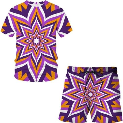 Summer Vertigo pattern Shorts For men/women Brand Shorts 3D print funny Pants Shorts + T shirt Suit Sets Graphic clothing 2021