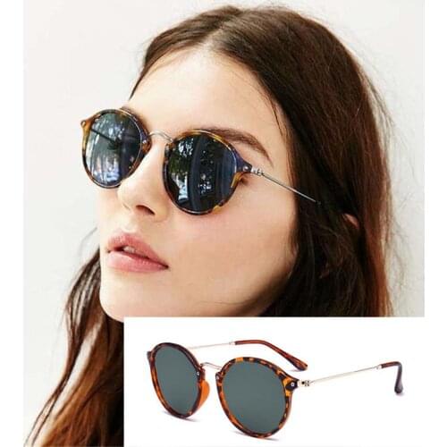 Fashion Round Sunglasses Women Brand Designer Leopard Green Sun Glasses Men Retro Round Glasses Summer Shades Luxury Points UV