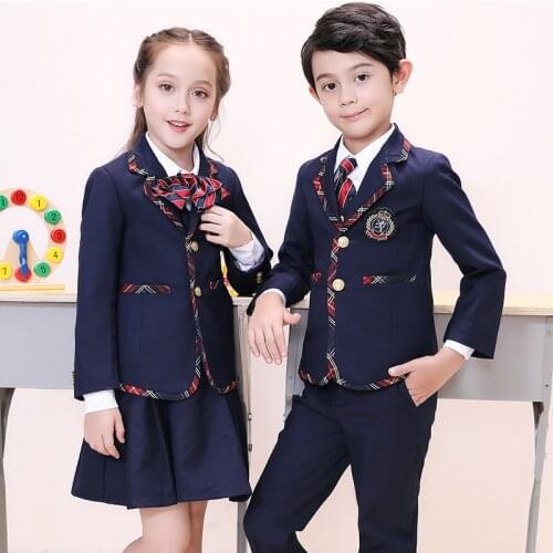 Primary school uniforms Chilidresns suit woman sailor suit Kindergarten Dress student uniform school skirt and vest