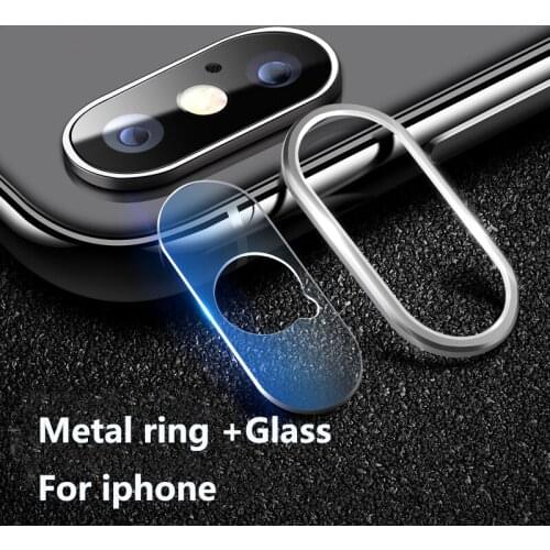 Camera Lens Protector For iPhone Xs Max Xr 7 8 Plus Full Cover Case Metal + Tempered Glass Screen Protector Rear Camera Films