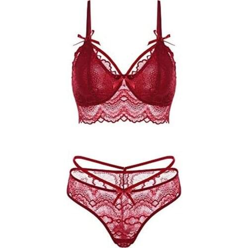 Womens Sexy Underwear Lace Baby Doll Jumpsuit 2-piece Bra and Briefs Set Couple Fun Suitable for Gift To Girlfriend