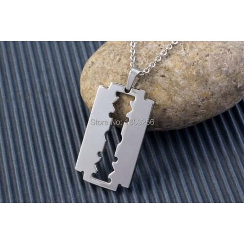 1pcs Both Polished stainless steel The blade charms pendant necklace w/ Chain fashion jewelry