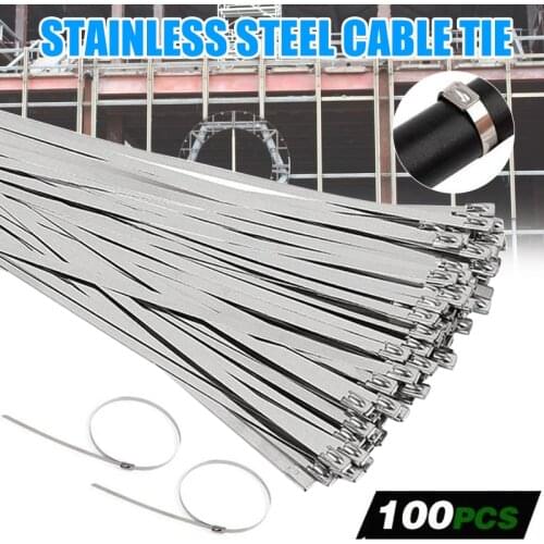 100PCS Multi-Purpose Locking Cable Metal Zip Ties Stainless Steel Self Locking Zip Tie
