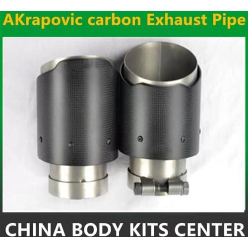 2PCS 76MM INLET- 101MM OUTLET Carbon Fiber Stainless Steel Universal Car Exhaust Pipe Tip Car Exhaust Muffler Tip