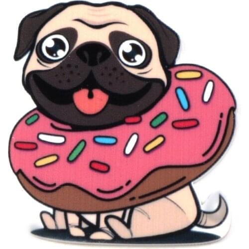 5pcs Big Eyes Shar Pei Puppy With Donut Planar Resin DIY Animals Pattern For Kids Accessories Homework Material ,5Yc17416