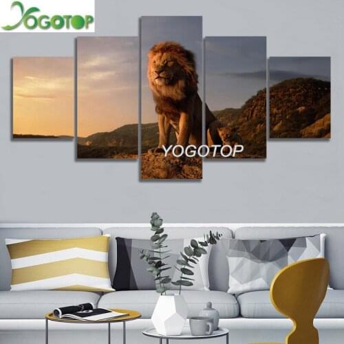 Diy Diamond Painting cross-stitch 5D Full Drill Mosaic Diamant Embroidery Wall Art 5 Set Lion King Animal ML1140