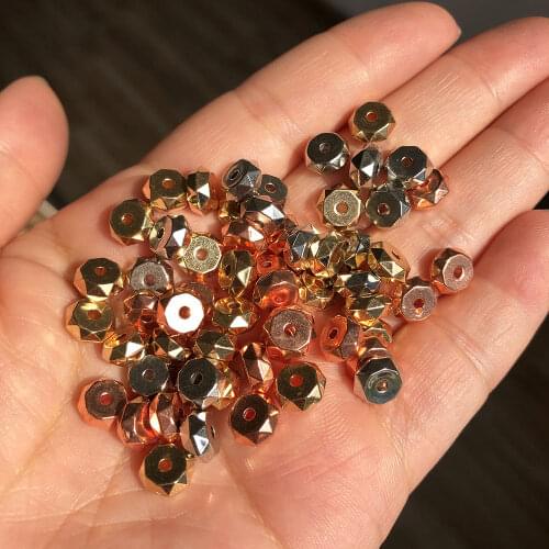 100pcs Metal Faceted CCB Beads Rose Gold White K Loose Spacer Beads For Jewelry Making DIY Bracelet Necklace Charms Accessories