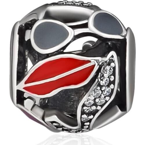 BEADS for Jewelry Making BraceletS Glamour Love cHarMs with Red Enamel 100% 925 OrigiNal Sterling Silver Jewerly Free Shipping