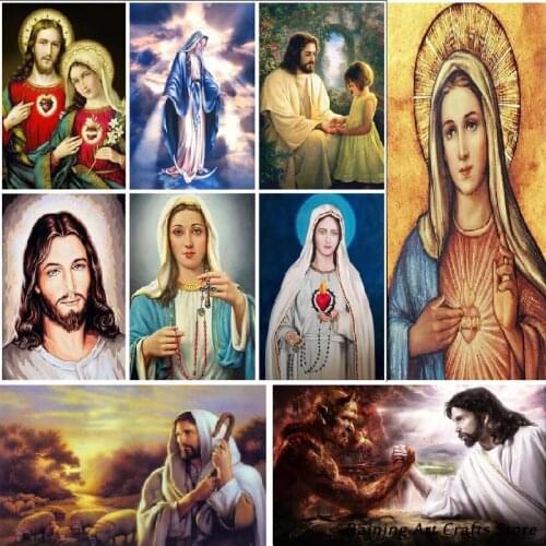 Virgin Mary Religion Jesus 5D Diamond Painting Wall Full Square Round Drill Embroidery Cross Stitch Kits Mosaic Pictures Decor