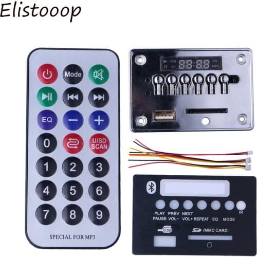 Elistooop Hands-free Bluetooth MP3 Decoder Board Module Car USB MP3 Player Integrated Remote Control USB FM Aux Radio for Car