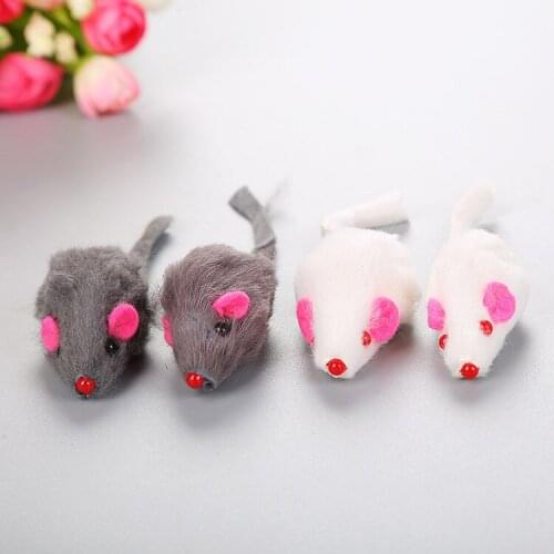 HOKERBAT Pet Cat Toy Fur Mouse Short-Haired Real Hair Mouse With Ringstone Cat Toy Pet
