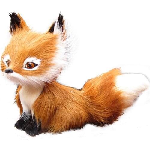 Simulation Faux Fur Squatting Fox Model Ornament Toy Home Decor Birthday Gift Kids Educational Toys for Children Gifts
