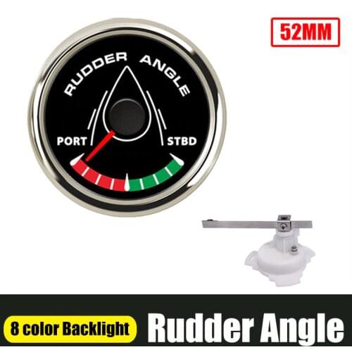 52mm Boat Marine Rudder Angle Indicator 0-190 ohm With Rudder Angle Sensor 8 color backlight 12V/24V