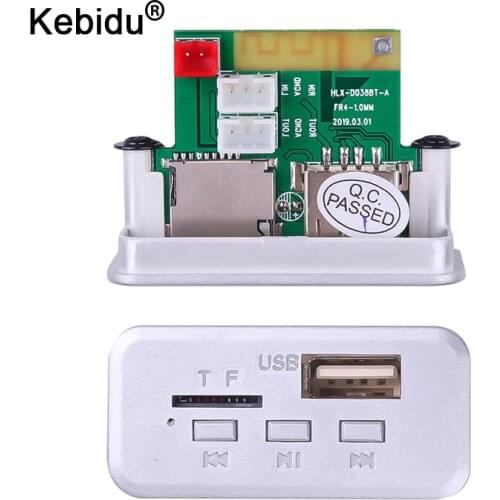 Kebidu Hands-free Bluetooth 5.0 MP3 Player Decoder Board 12V Car FM Radio Module Support FM TF USB AUX Audio Wireless