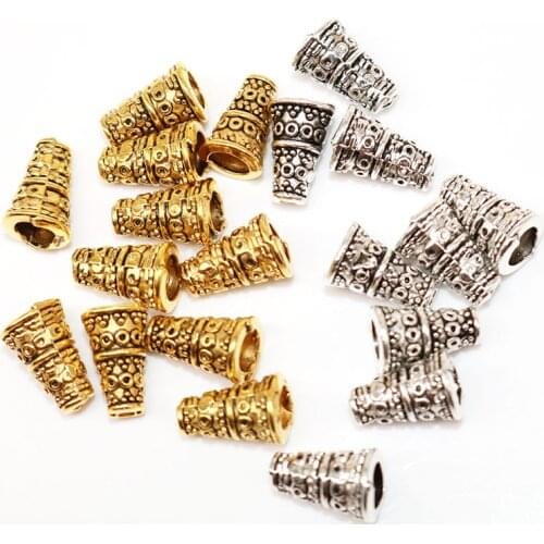 Wholesale 50pcs 10mm Taper Bead Caps Silver Color Conical End Spacer Beads Caps Charms For Jewelry Making Fit DIY