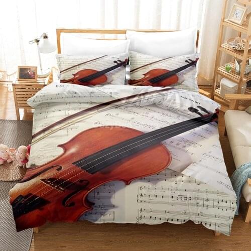 Violin Bedding Set Musical Instrument 3d Duvet Cover Sets Comforter Bed Linen Decor Twin Queen King Single Size Luxury Elegant