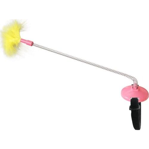 Dorakitten 1pc Cat Wand Toy Faux Feather Head-Mounted Funny Pet Teaser Toy Kitten Teaser Toys Pet Supplies Pet Accessories