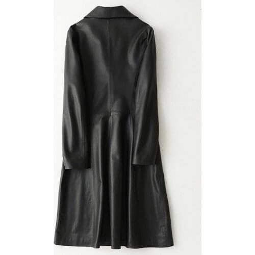 Leather Real Jacket Autumn Winter Jacket Women Sheepskin Coat Female Streetwear Long Windbreaker Chaqueta Mujer KQN69019