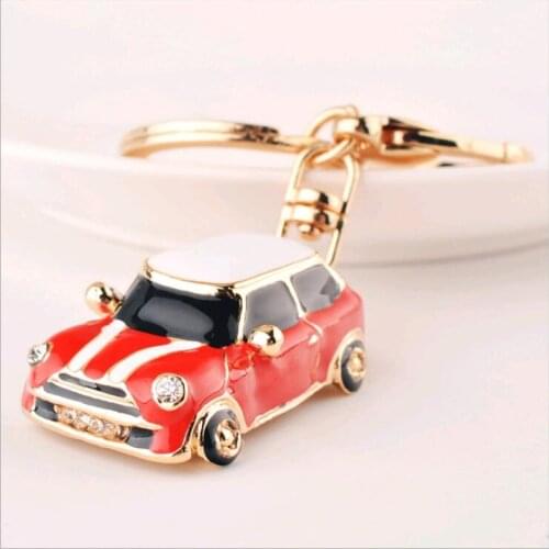 Hot Selling Diy Handmade Keychain Mini Car Keyring Gift for Women Bag Enamel Key ring chain charm Rhinestone Jewelry