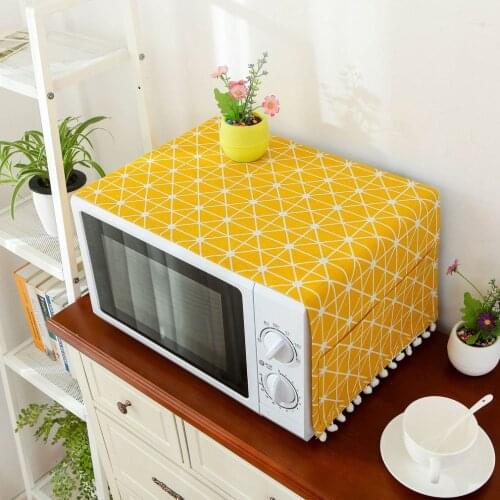 2018 Modern Style Linen Cover Microwave Dust Proof Cover Microwave Oven Hood Home Decor Microwave Towel With Pouch Home Supply