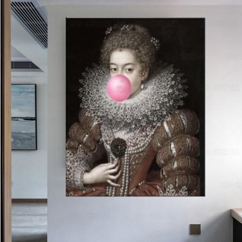 Pink Bubblegum Queen Portrait Canvas poster hd print wall art picture for modern home decor artwork