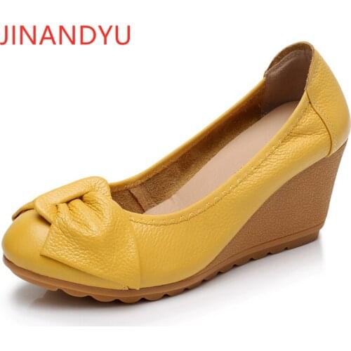Genuine Leather Shoes New Arrival Wedges Shoes for Women Party Heels Classic Pumps Wedge Heel Shoesfor Wemen Shoes Elegante