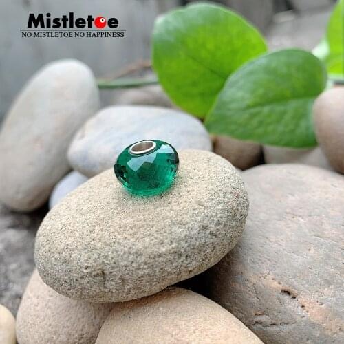 Mistletoe 925 Sterling Silver Faceted Fine Natural Emerald Stone Bead Jewelry