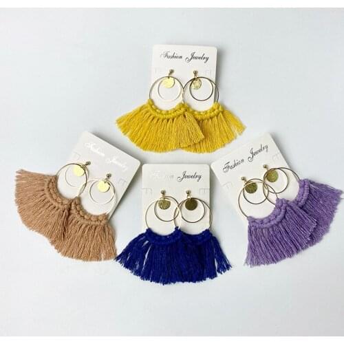 2021 Wholesale Ethnic Antique Retro Golden Tassel Earrings for Women Fringe Boho Earring Christmas Fashion Earrings