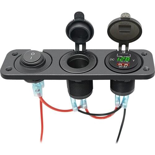 DIY Panel 3 in 1 Cigarette Lighter PD QC3.0 USB C Outlet LED Voltage Display Toggle Switch for Marine Boat Car Truck Camper RV