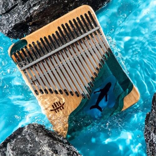 1 Set Beech Wood+resin 21 Keys Thumb Piano Blue Whale Thumb Piano Plate Type Kalimba