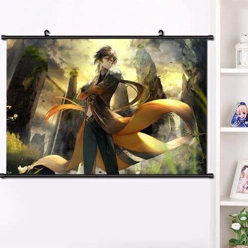 Popular Game Genshin Impact zhongli Wall Scroll Painting Poster HD Print Home Decor Collection 40x60cm