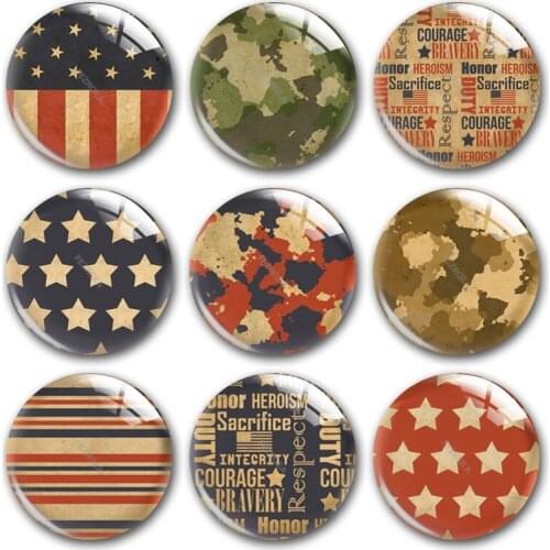 Handmade July 4th Forest Desert Star Flag Round Photo Glass Cabochons Demo Flat Back DIY Jewelry Making Findings Accessory