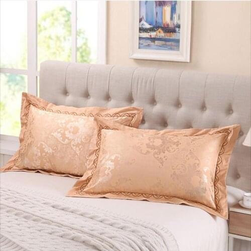 Embroidered Tribute Satin Pillowcase Pair of Cotton Single Pillowcase Red Wedding Wedding Cotton European Summer Cool 48x74cm