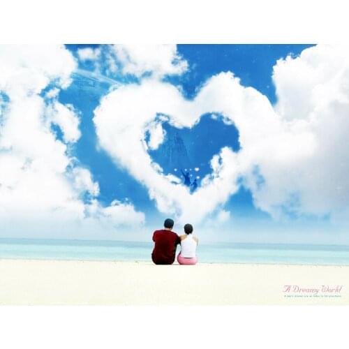 Heart shaped cloud couple Art print Silk poster Home Wall Decor