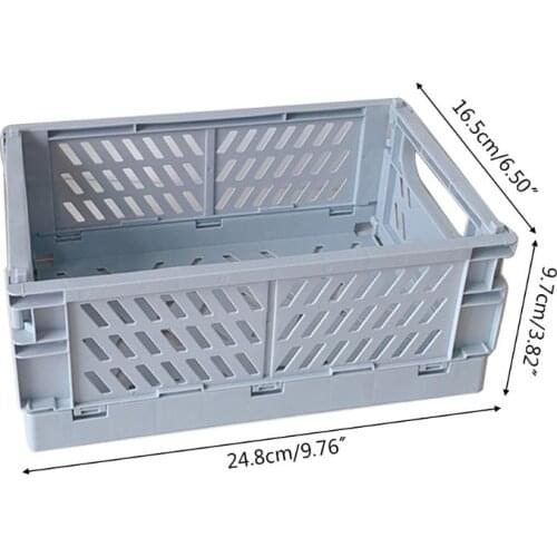 T3EE Collapsible Crate Plastic Folding Storage Box Basket Utility Cosmetic Container Desktop Holder Home Use