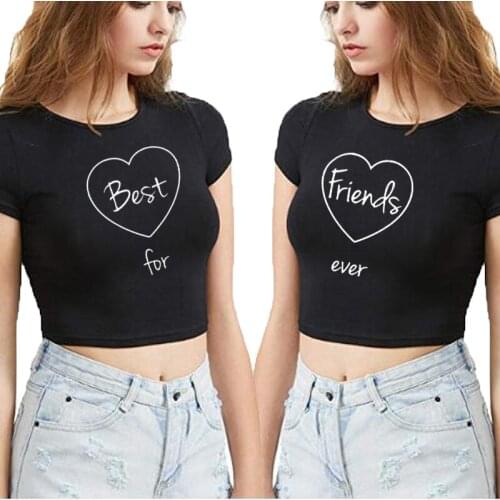 Skuggnas New Arrival Best For Friends Ever T-shirt Short Sleeve Bff t shirts Best Friend Tee Cropped t shirt Drop shipping