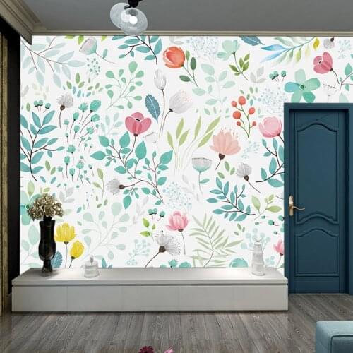 Modern 3d Retro Floral Painting Contact Paper Wall Papers Home Decor Stripe Wallpapers for Girls Living Room Bed Walls Murals