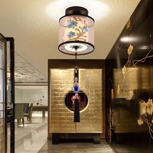 4 Types Chinese Style LED Light Fixtures Ceiling Fabric Ceiling Lamp For Living Room Aisle Balcony Porch