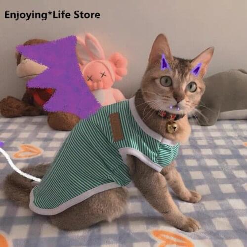 Spring Summer Cat Clothes Cotton Striped Vest Pet Cat T Shirt Clothing for Small Cat Outfit Cute Kitten Puppy Dog Costumes