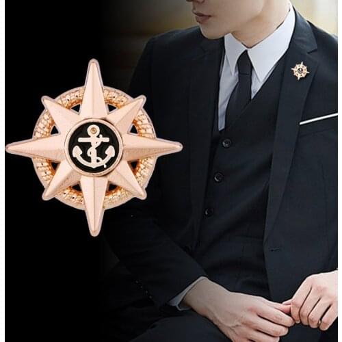 Vintage Anchor Star Brooch Pin Metal Pins and Brooches Mens Suit Shirt Badge Collar Clothing Brooches Jewelry Accessories Gifts