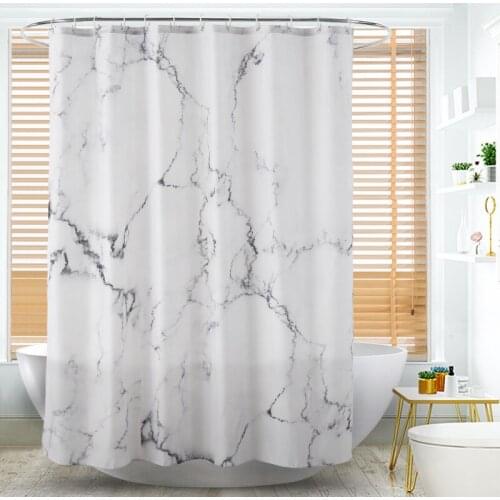 High-end creative 3D digital marble printed shower curtains Waterproof polyester PA coated bathroom partition curtains private