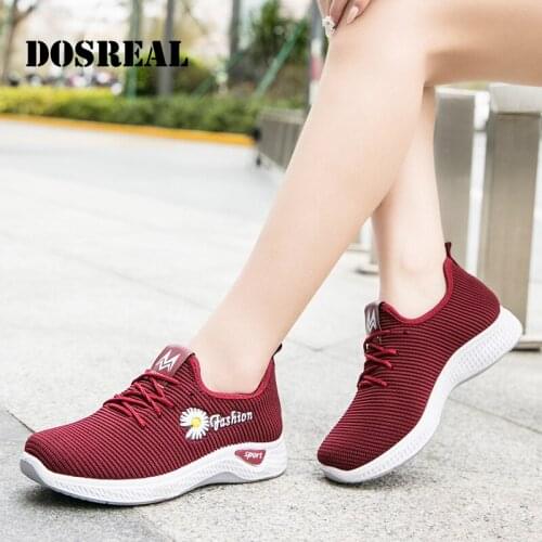 DOSREAL Top 2021 Women Spring Casual Breathable Walking Sneaker Lace Up Student Girl Running Shoes Ladies Black Flats Big Size