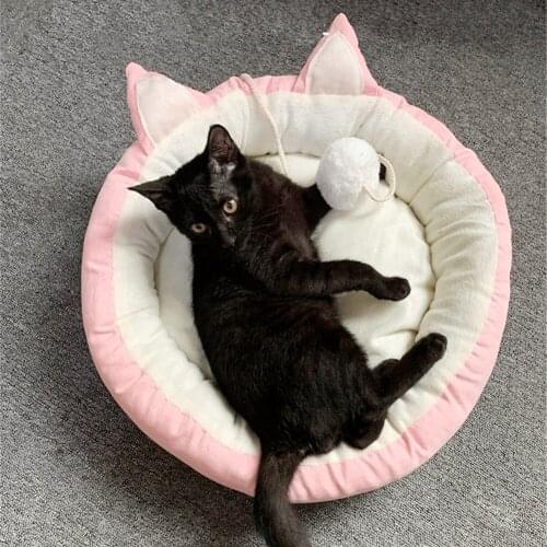 Winter Kitten Thickened Warm Sleeping Mat Cat Round Indoor Warm Soft Sofa Bed Kennel Dog Puppy Collapsible Nest House Cushion