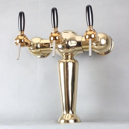 Golden beer tower / beer dispenser /beer column with 3 beer taps