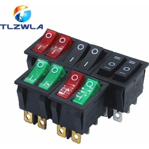 1pcs KCD6 16A 250V AC Rocker Switch Boat Switch 6pins With Lamp ON-OFF KCD8 20A125V AC The power switch