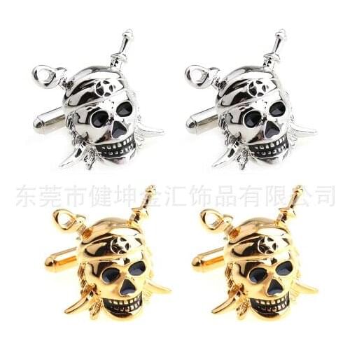 10pairs/lot Pirates of the Caribbean Ghost Skull Head Cufflinks Copper Skeleton Cuff Links Costume Party Mens Jewelry Wholesale