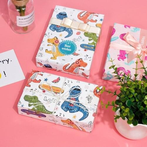 10pcs Cartoon Graffiti Dinosaur Mermaid Print Gift Wrapping Papers Kids Birthday Baby Shower Party Supply Xmas New Year Decor