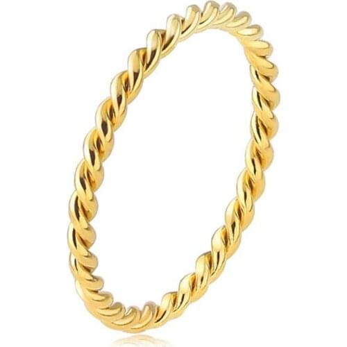 2mm new creative rose gold silver color twist finger rings for women trendy stainless steel simple band ring bague Jewelry gifts