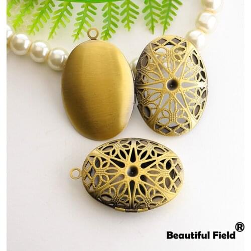 2pcs 36x26mm Photo Loclet Box Setting Brush Bronze Color Plated Oval Cameo Base Blank Tray Fragrance